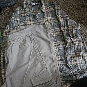 Womens button up shirt and cargo jeans
